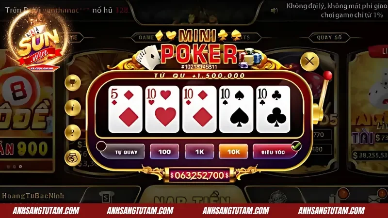 Mini Poker Sunwin Đổi Thưởng Cực Cháy Tại Cổng Game 1 Chi tiết phiên bản Mini Poker đổi thưởng hấp dẫn